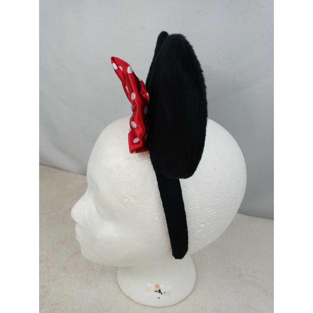Disney Parks Minnie Mouse Ears Headband Classic Red Polka Dot Bow Plush Ears - Picture 2 of 6